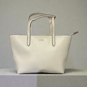 DKNY Ivory White Saffiano Leather Medium Bryant Tote Purse